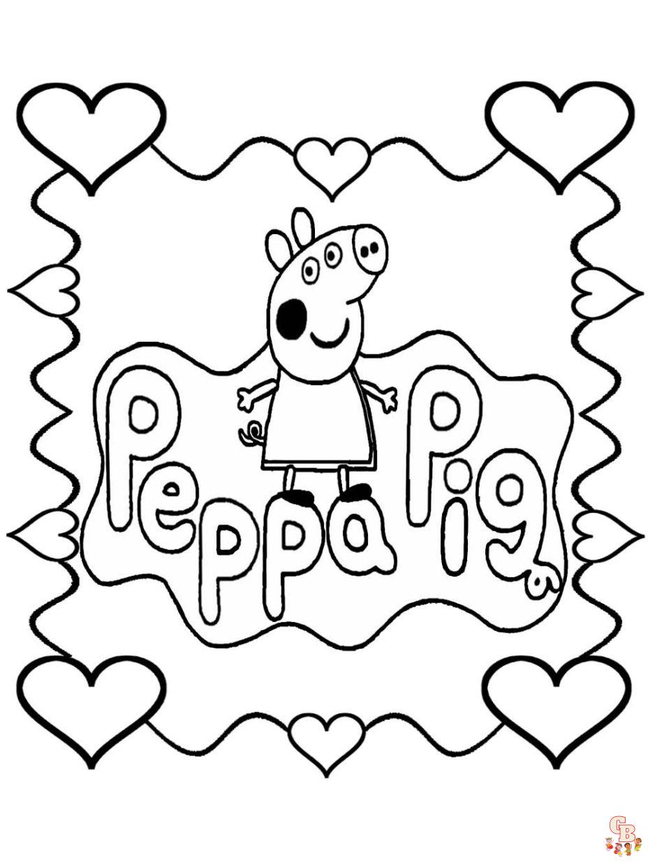 peppa pig valentine coloring pages