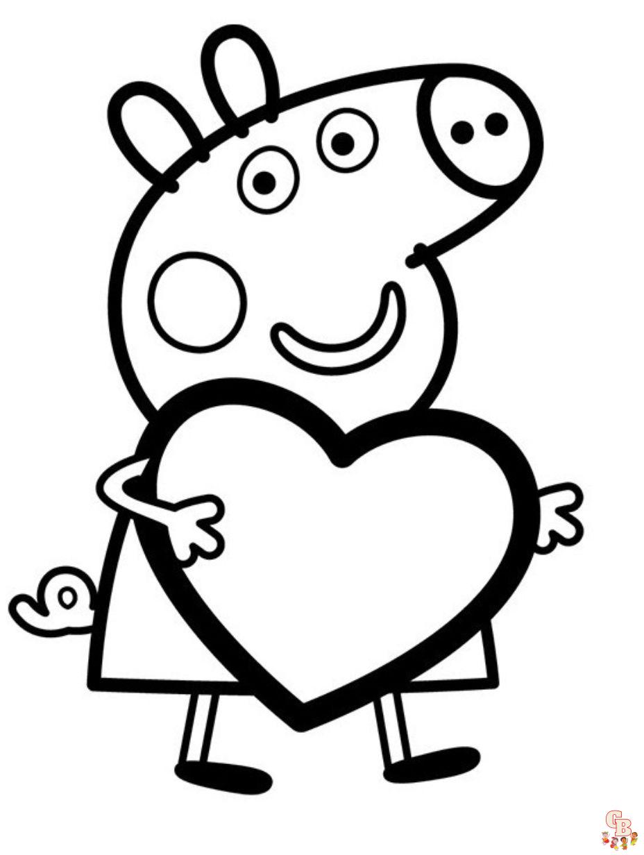 peppa pig valentine's day coloring page