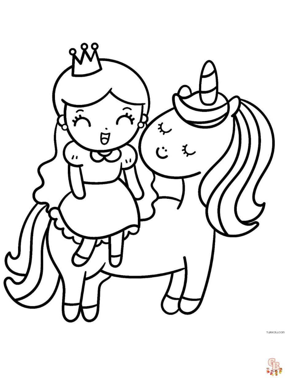 princess and unicorn coloring pages