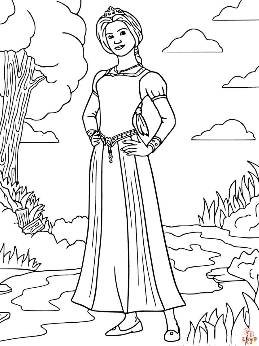 princess fiona human coloring pages