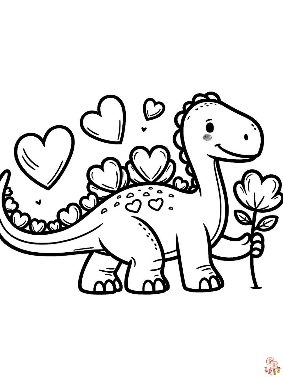 printable dinosaur valentine coloring pages