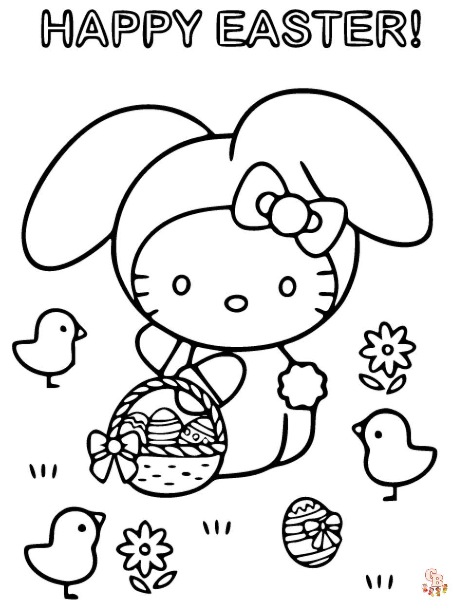 printable hello kitty easter coloring pages