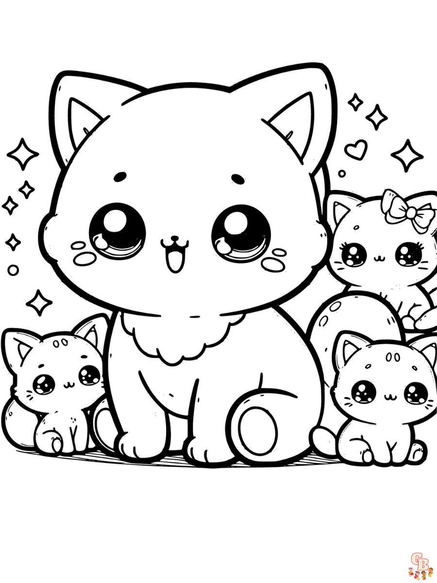 printable kawaii cat coloring pages