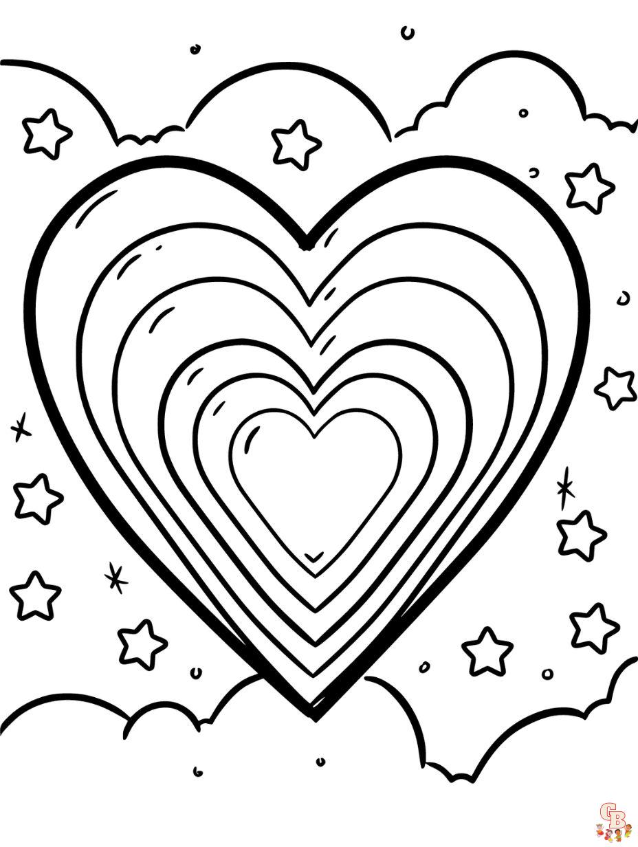 rainbow heart coloring page