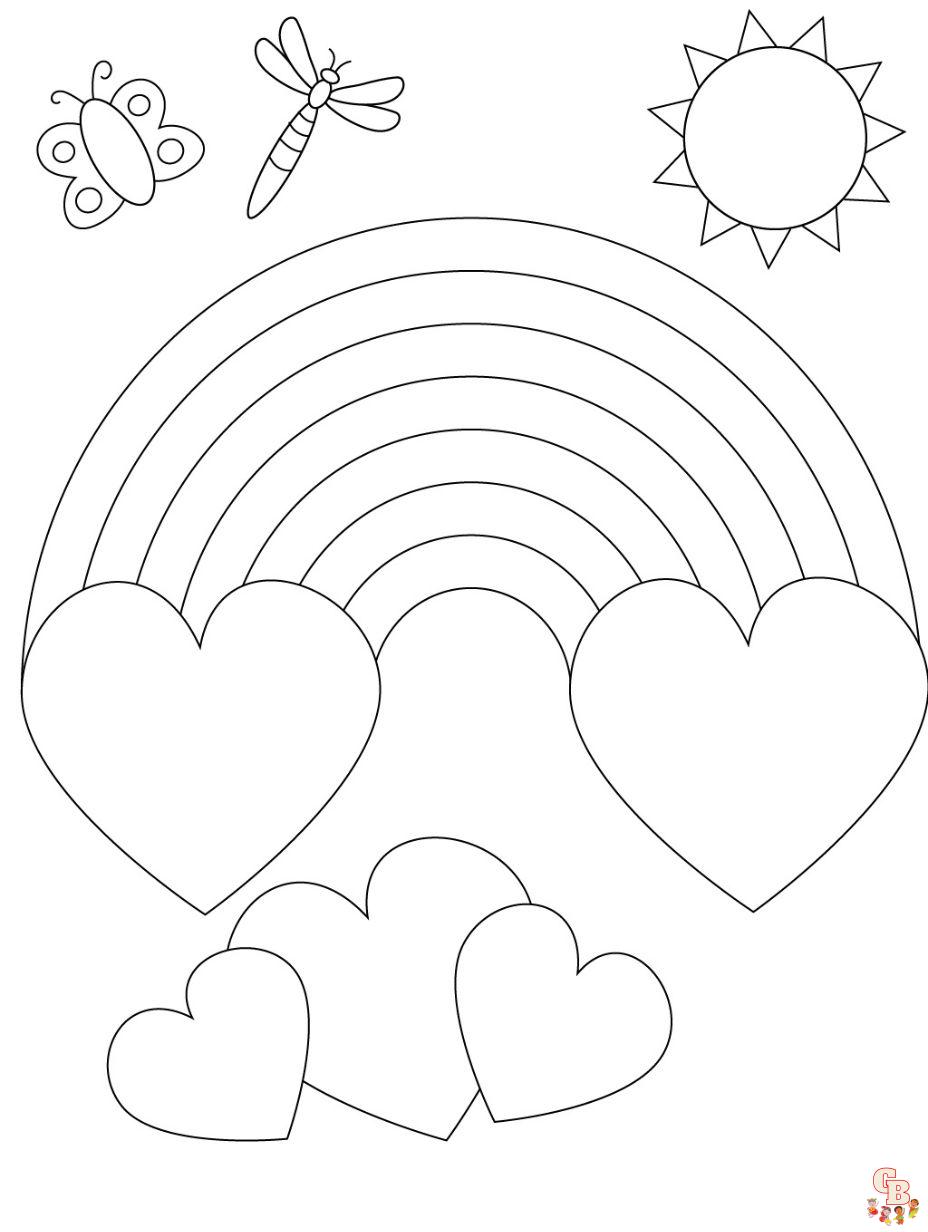 rainbow heart coloring pages