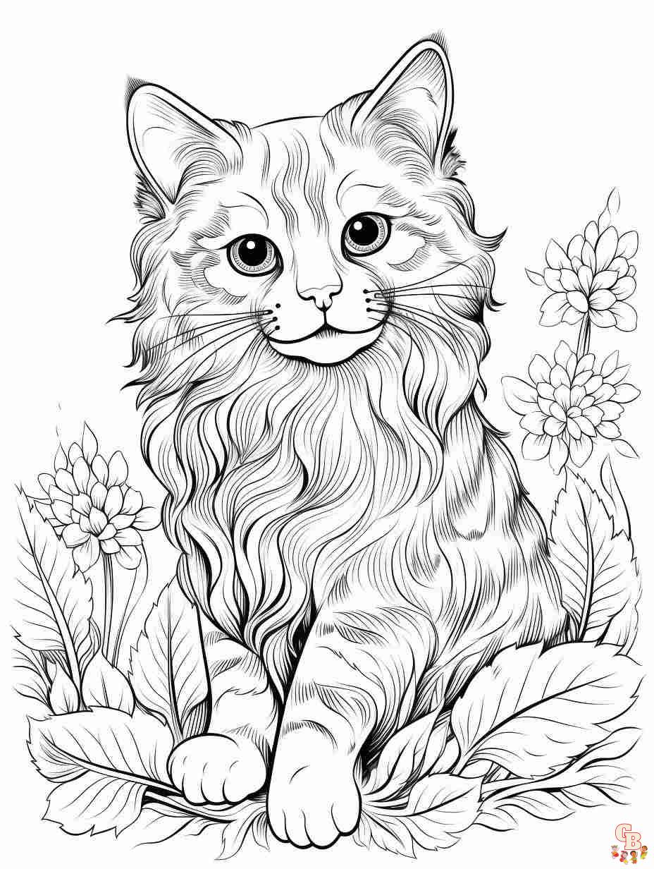 realistic cat coloring page