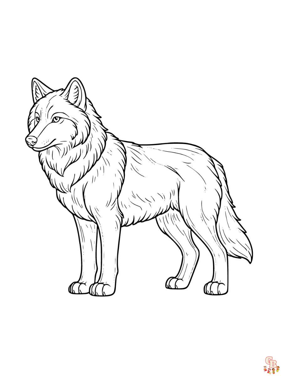 realistic wolf coloring page