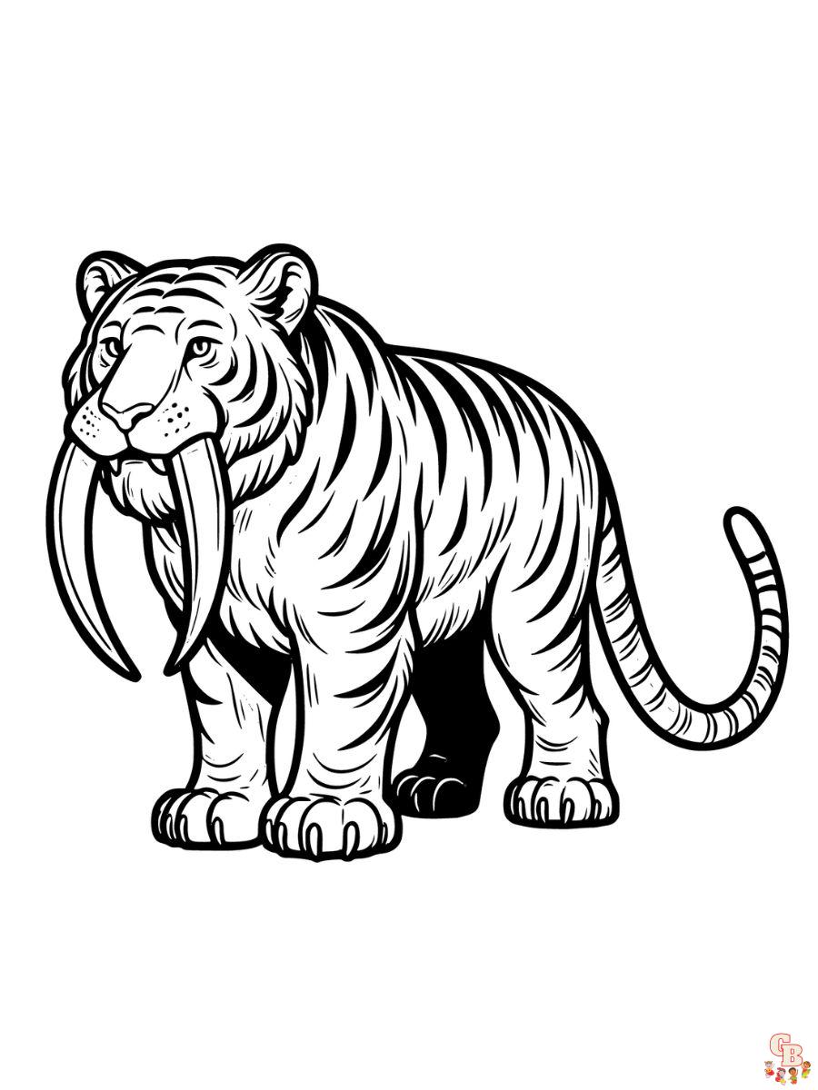 saber tooth tiger coloring page