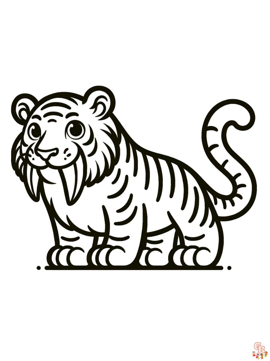 saber tooth tiger coloring pages free