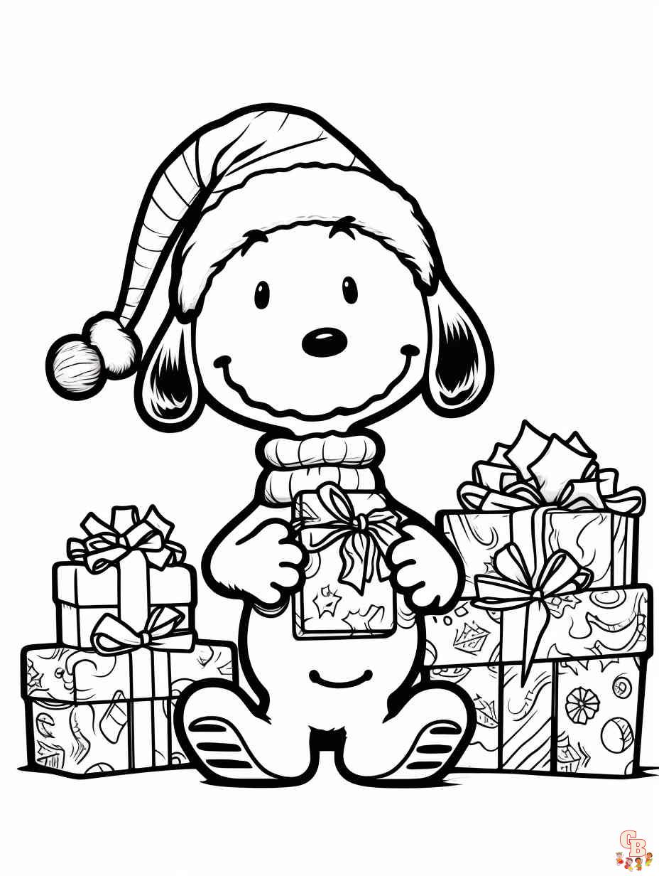 snoopy christmas coloring page