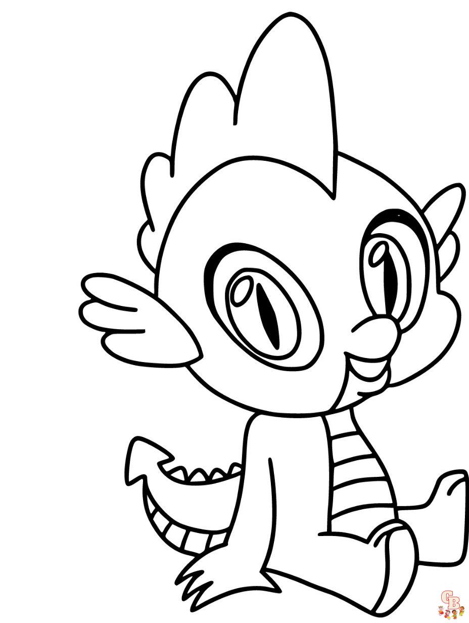 spike the dragon coloring pages printable