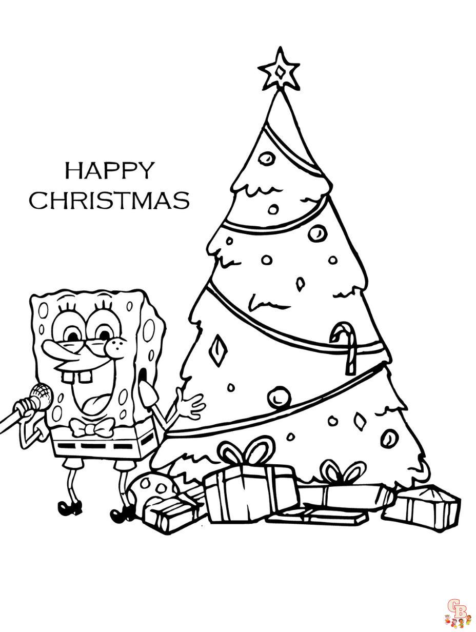 spongebob christmas coloring page