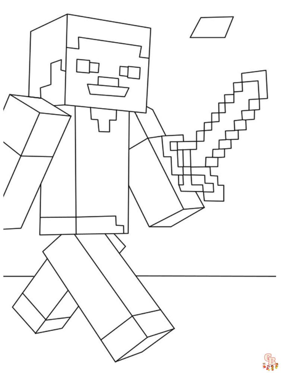 steve minecraft coloring page