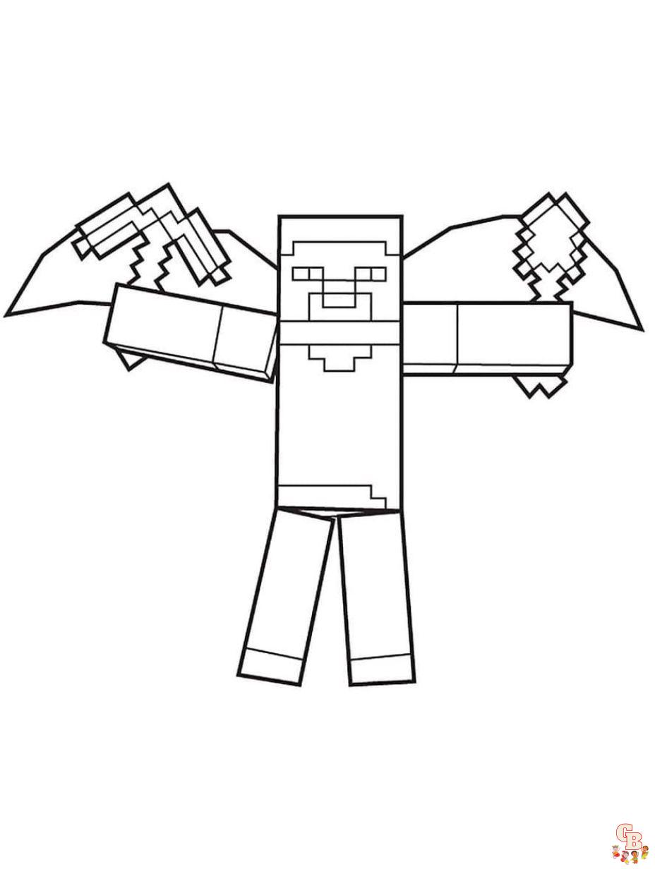 steve minecraft coloring pages