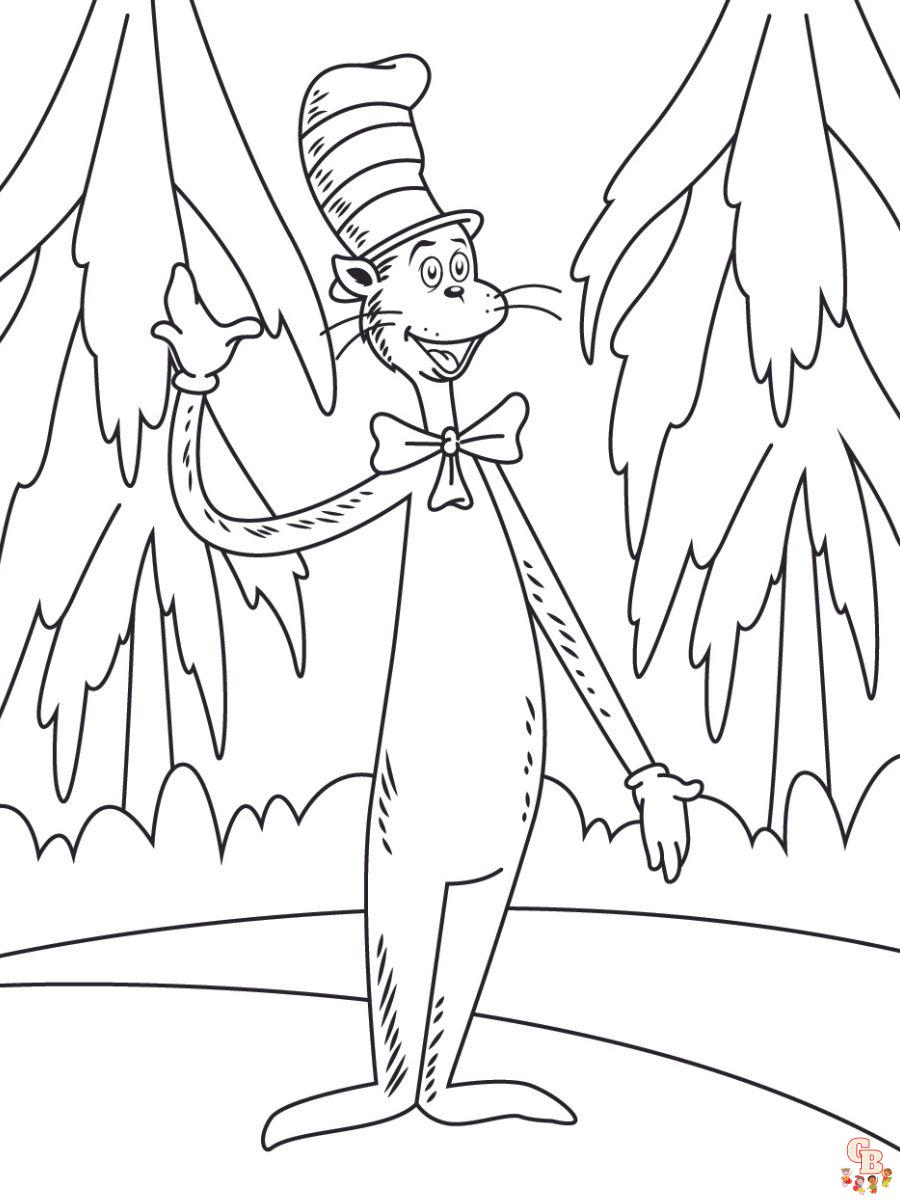 the cat in the hat coloring page