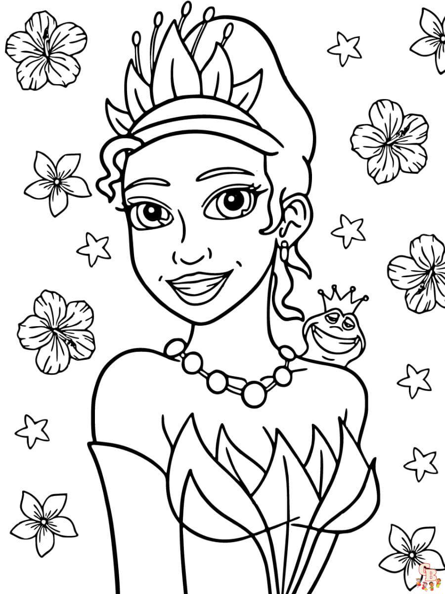 tiana princess and the frog coloring pages