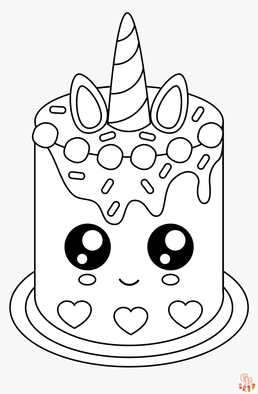 unicorn cake coloring pages