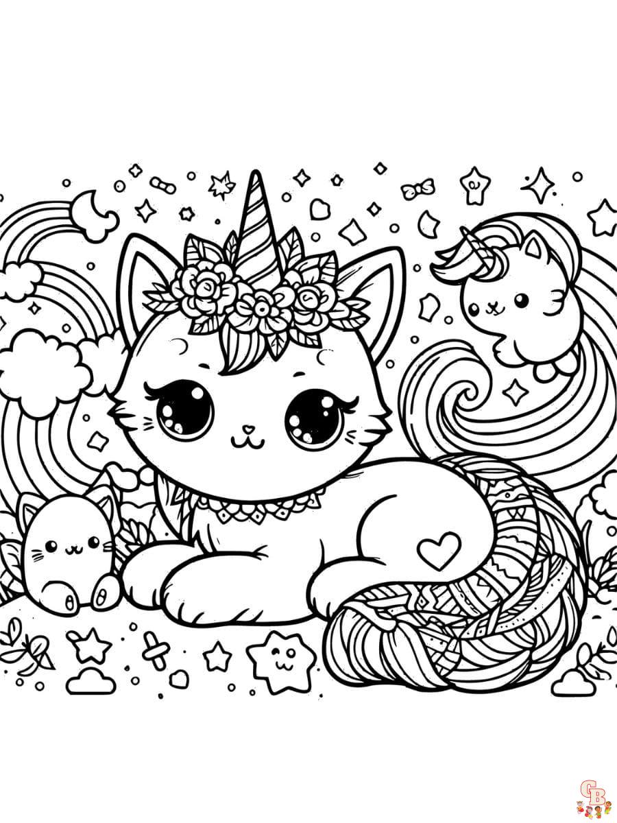 unicorn cat coloring page