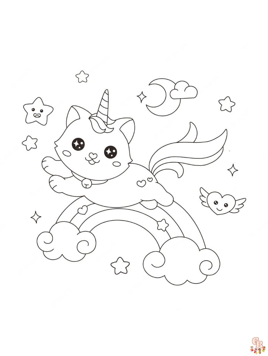 unicorn cat coloring pages printable free