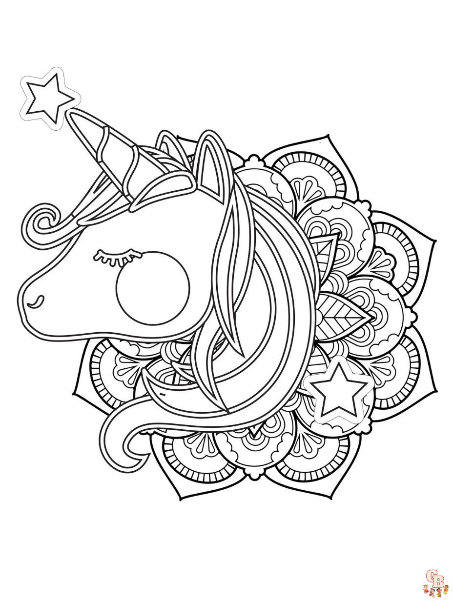 unicorn coloring pages mandala