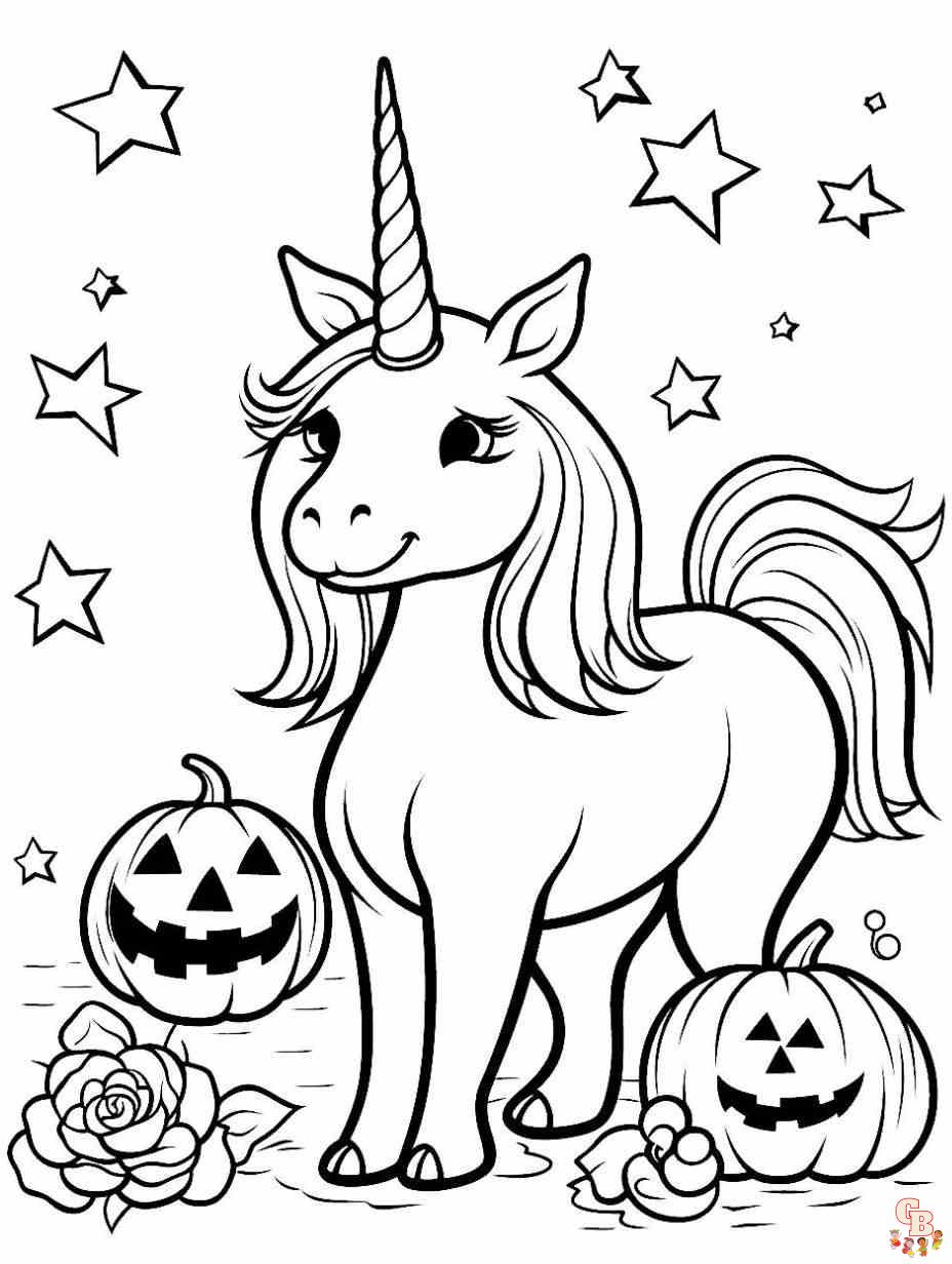 unicorn halloween coloring pages