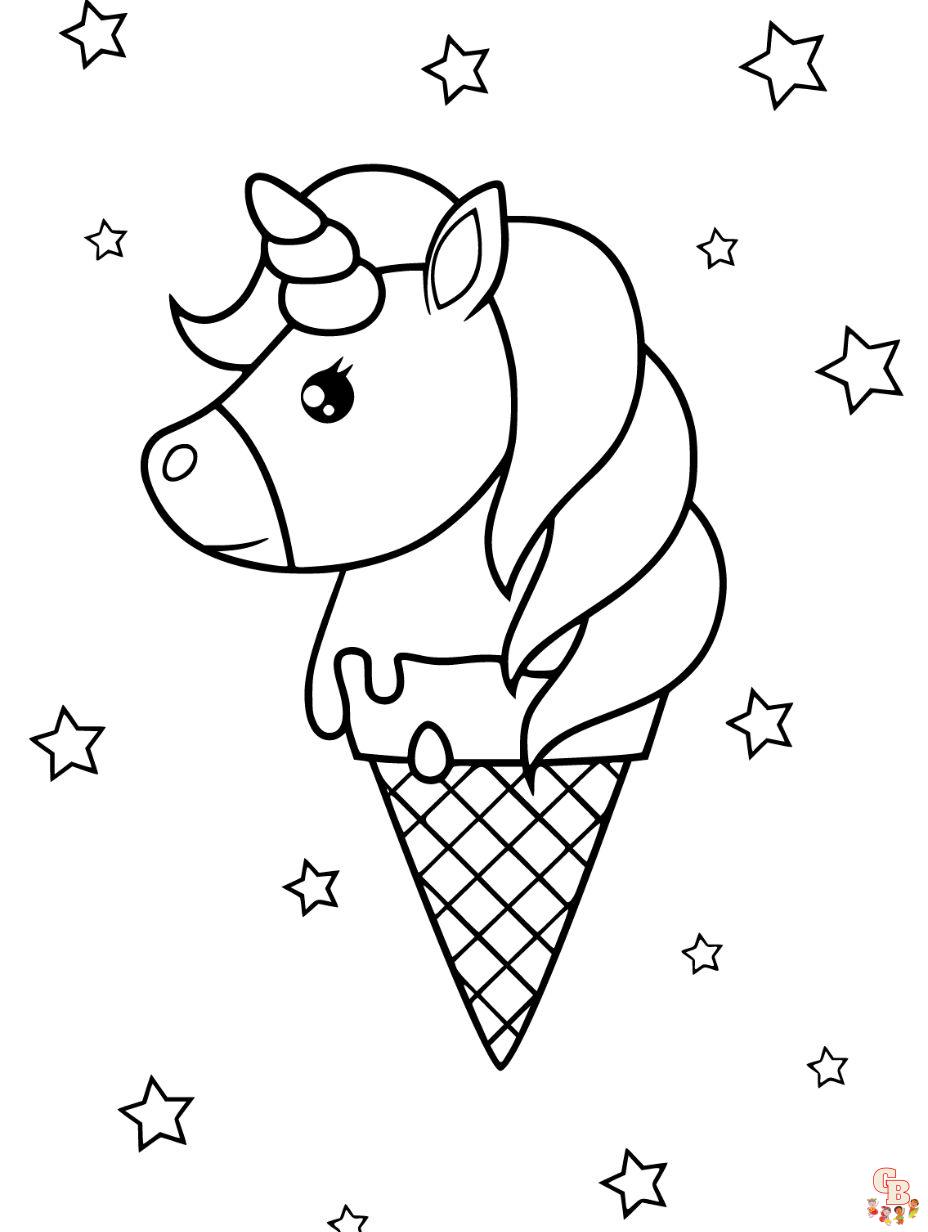 unicorn ice cream coloring page