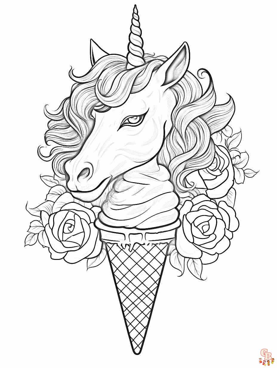 unicorn ice cream coloring pages