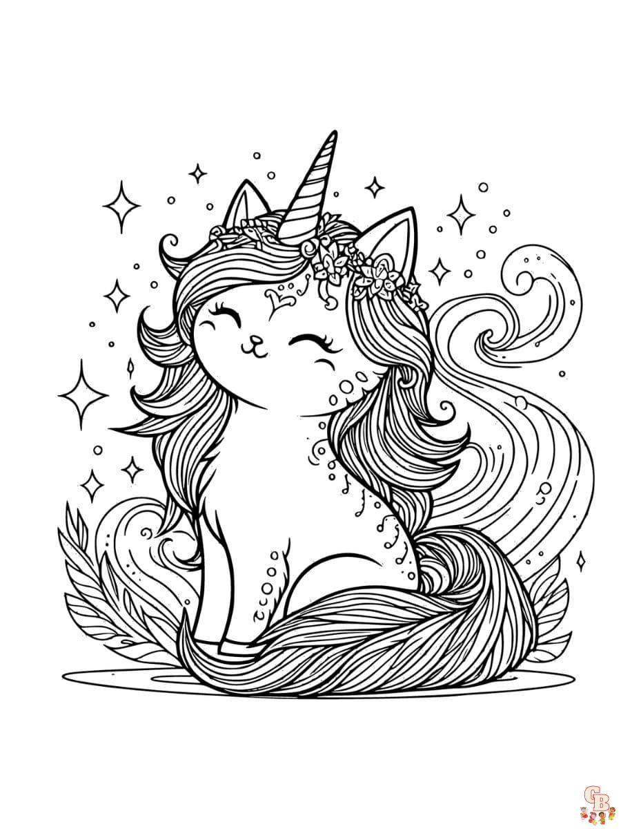 unicorn mermaid cat coloring pages