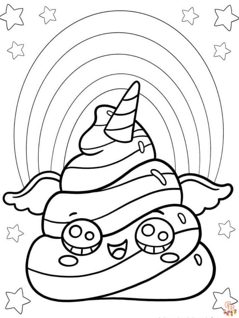 unicorn poop emoji coloring page