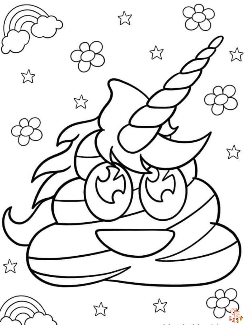 unicorn poop emoji coloring pages