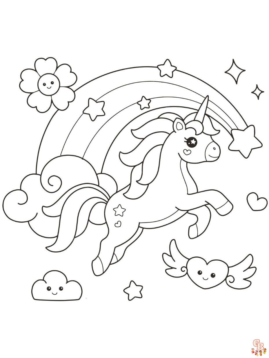 unicorn rainbow coloring pages