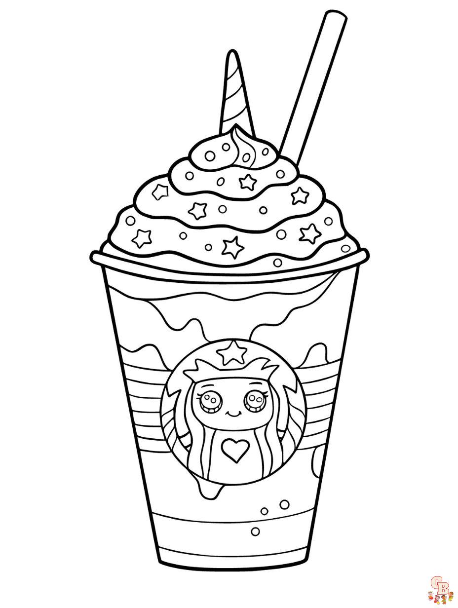 unicorn starbucks coloring pages