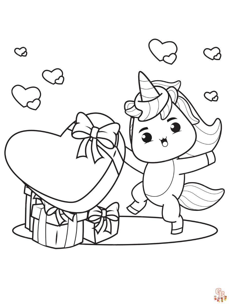 unicorn valentines coloring pages