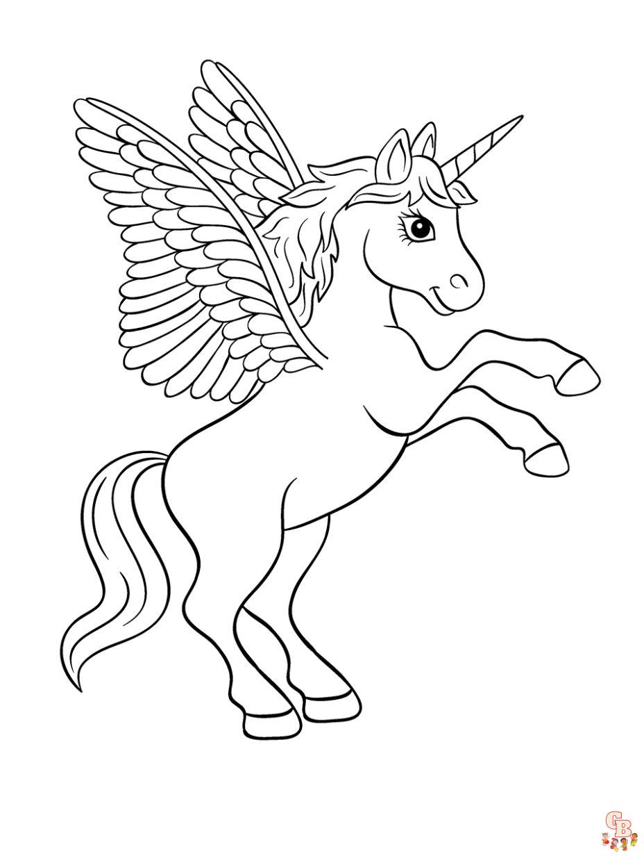 unicorn with wings coloring pages