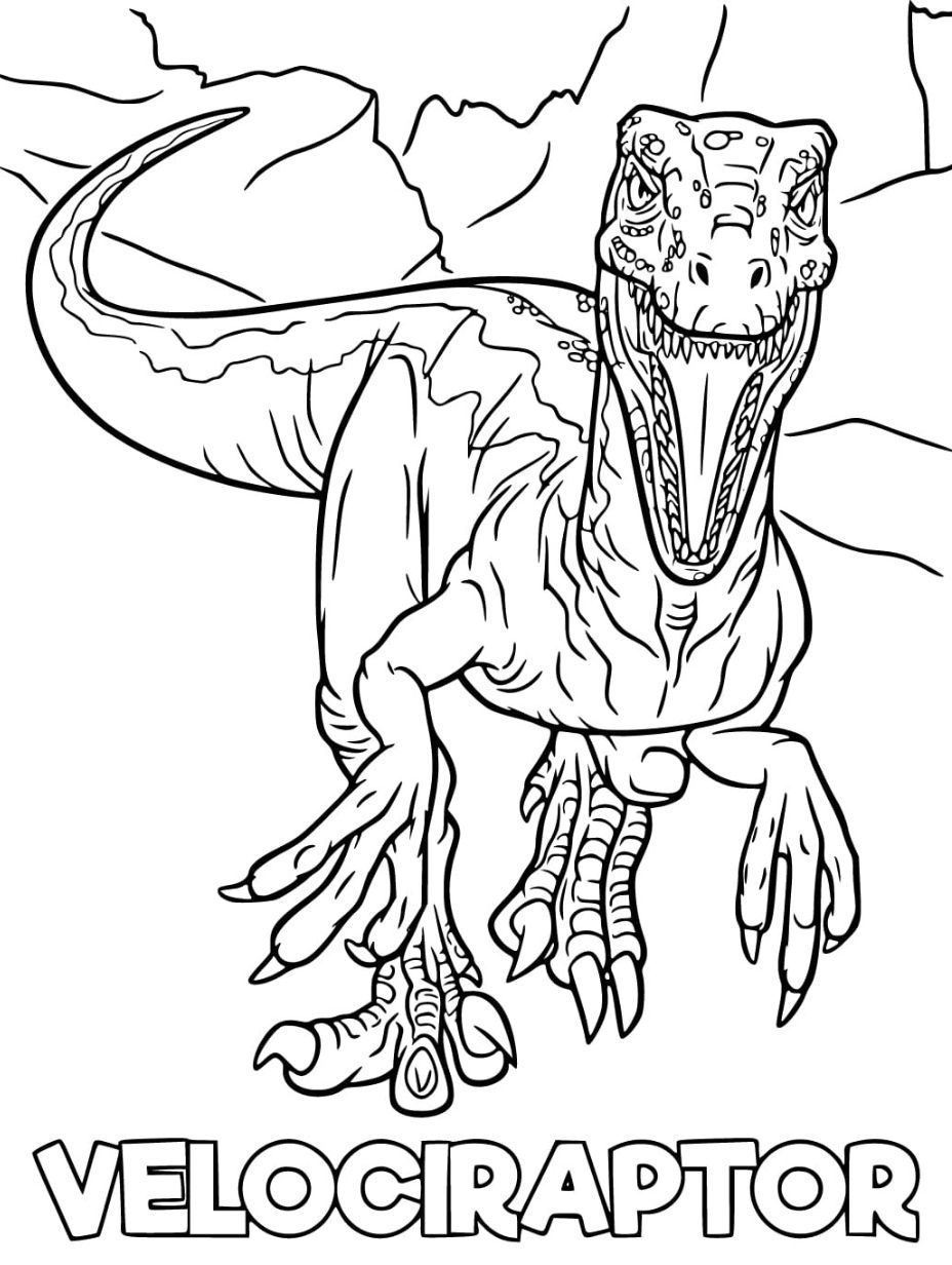 velociraptor blue coloring pages