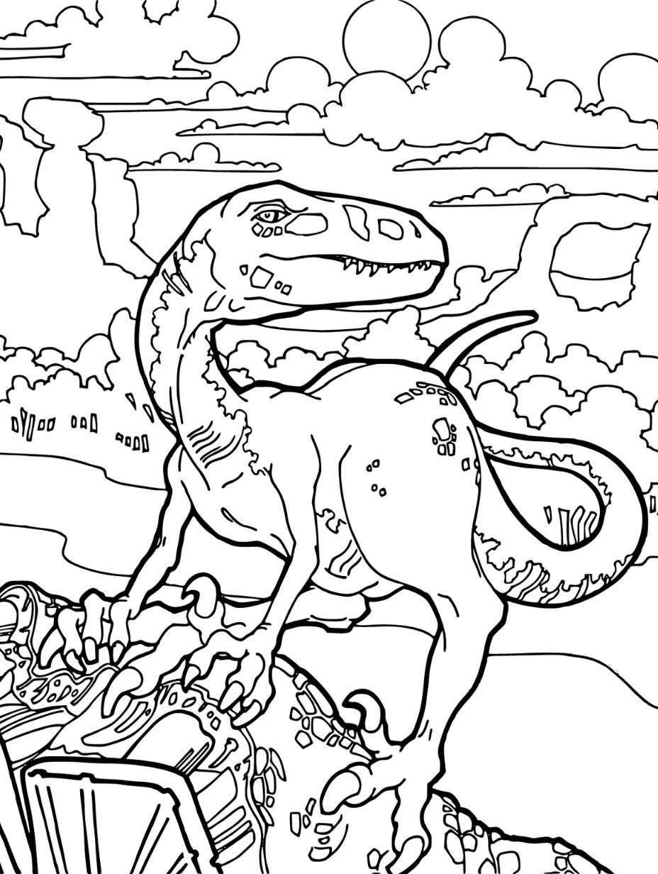 velociraptor dinosaur coloring pages