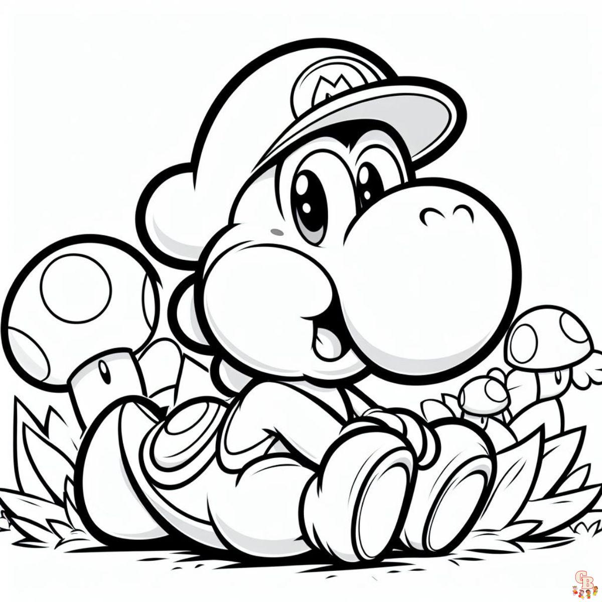 yoshi mario coloring pages