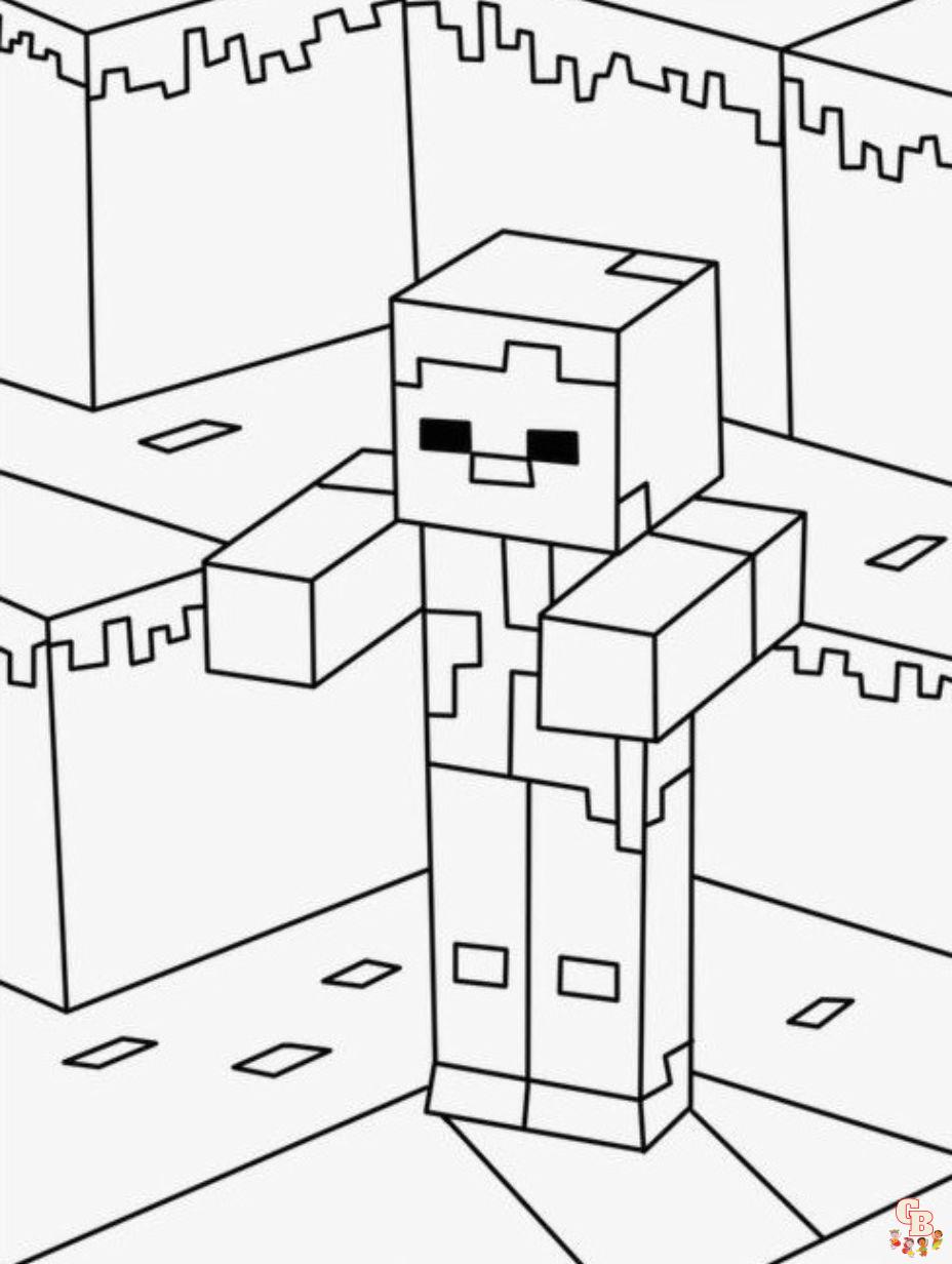 zombie minecraft coloring page