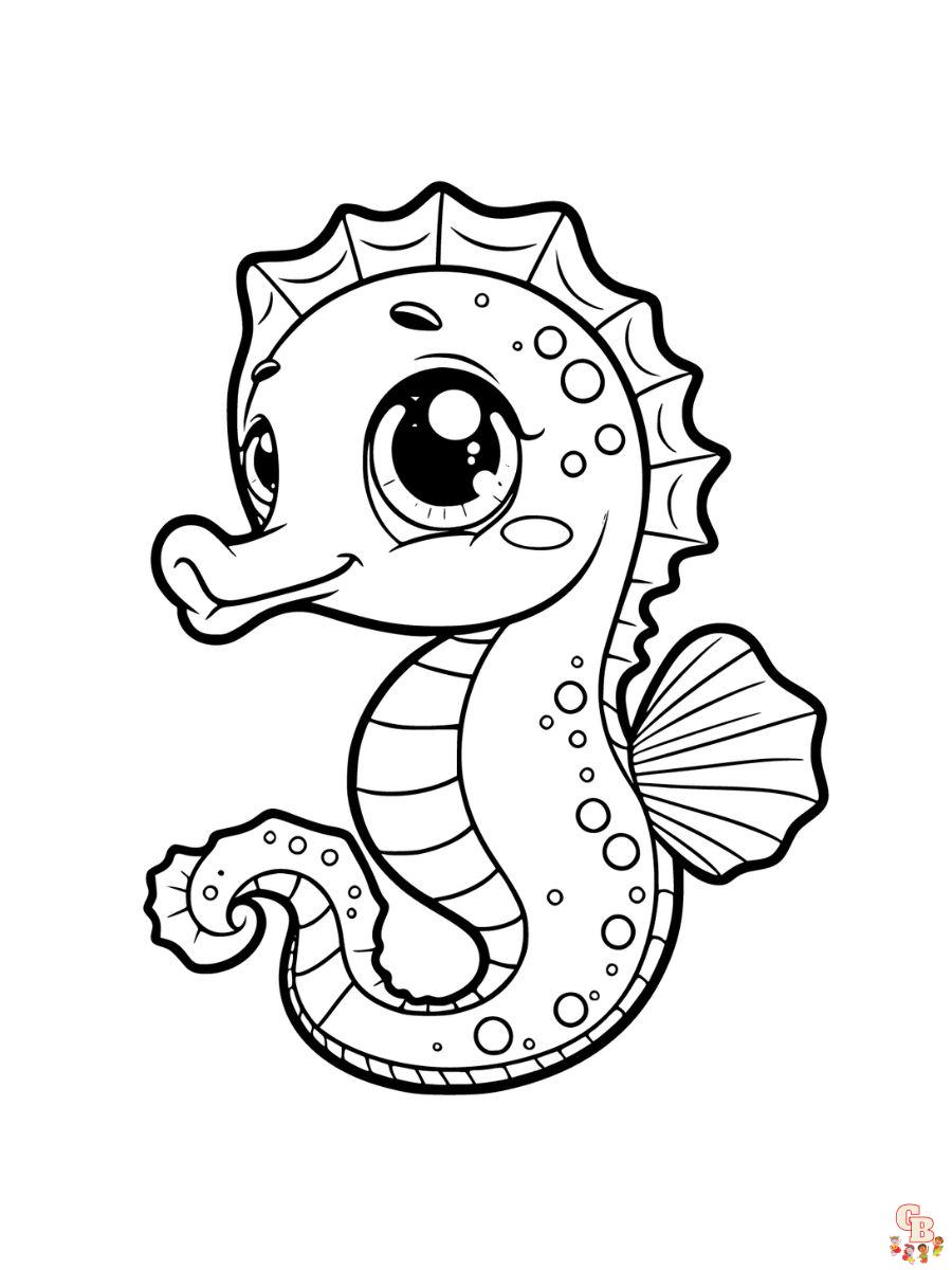 Cartoon seahorse coloring pages easy