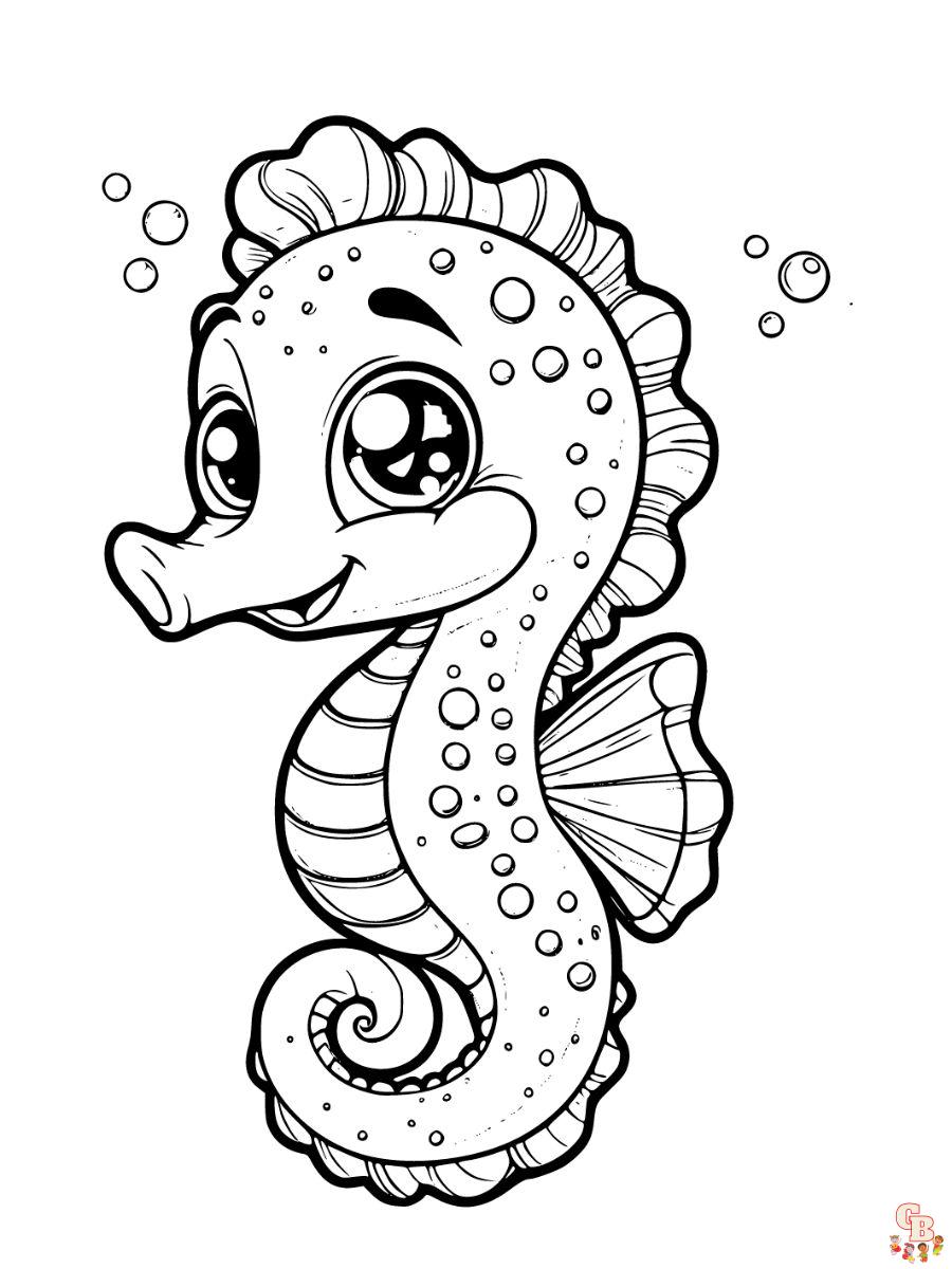 Cartoon seahorse coloring pages free