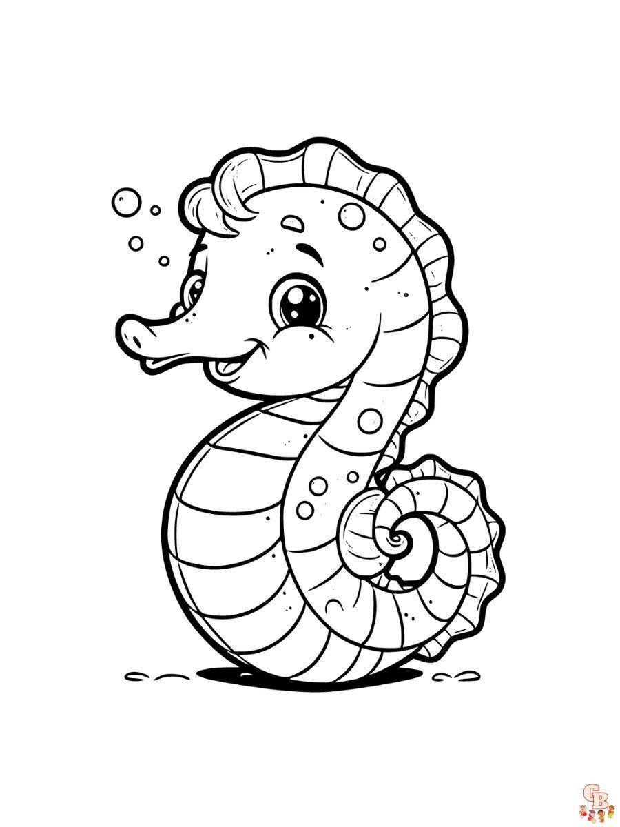 Cartoon seahorse coloring pages printable