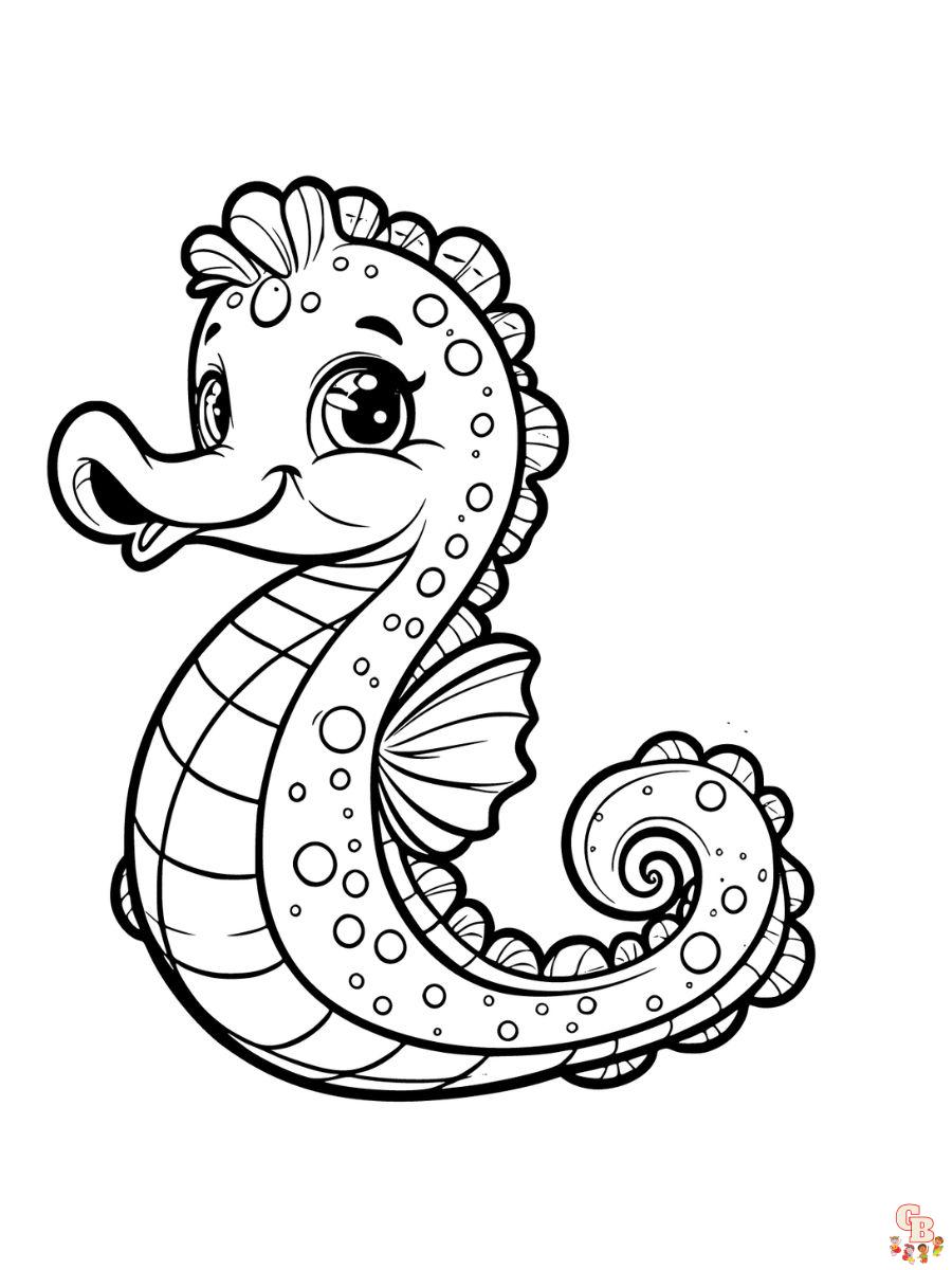 Cartoon seahorse coloring pages