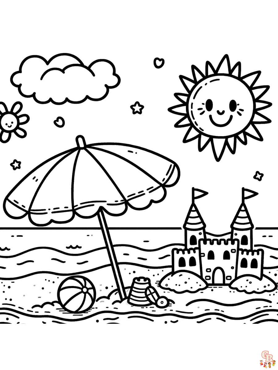 Easy Beach Coloring pages Free