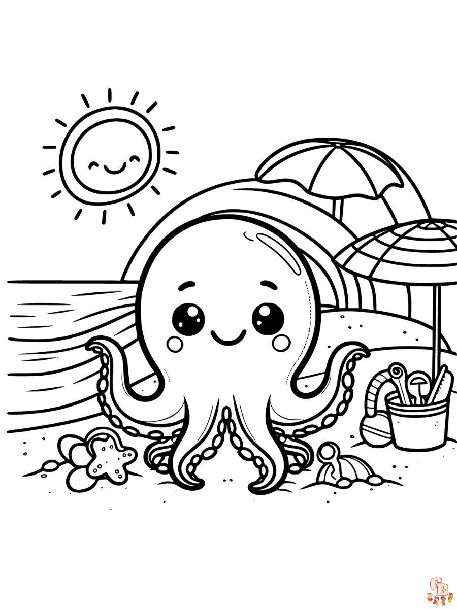 Easy Beach Coloring pages sheets free