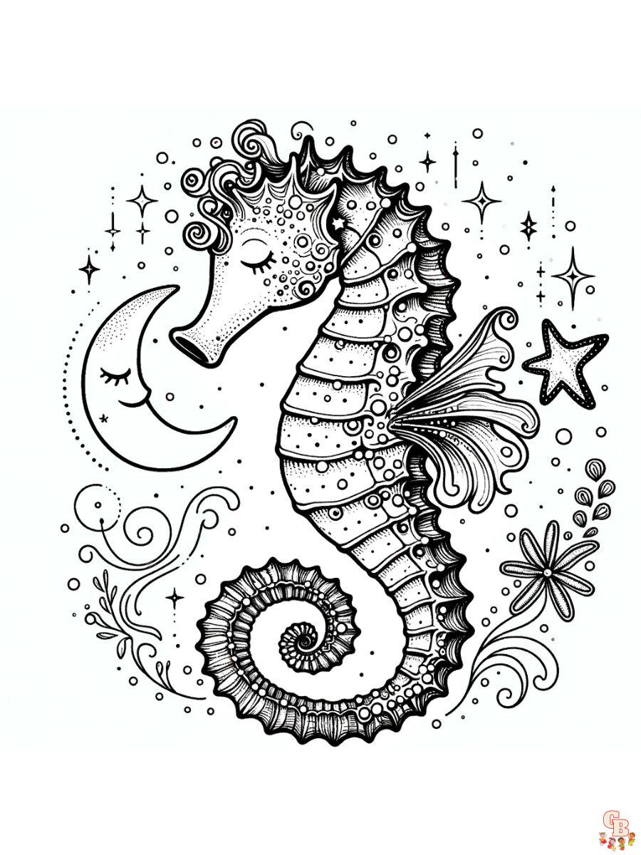 Fairytail Seahorse Coloring Page