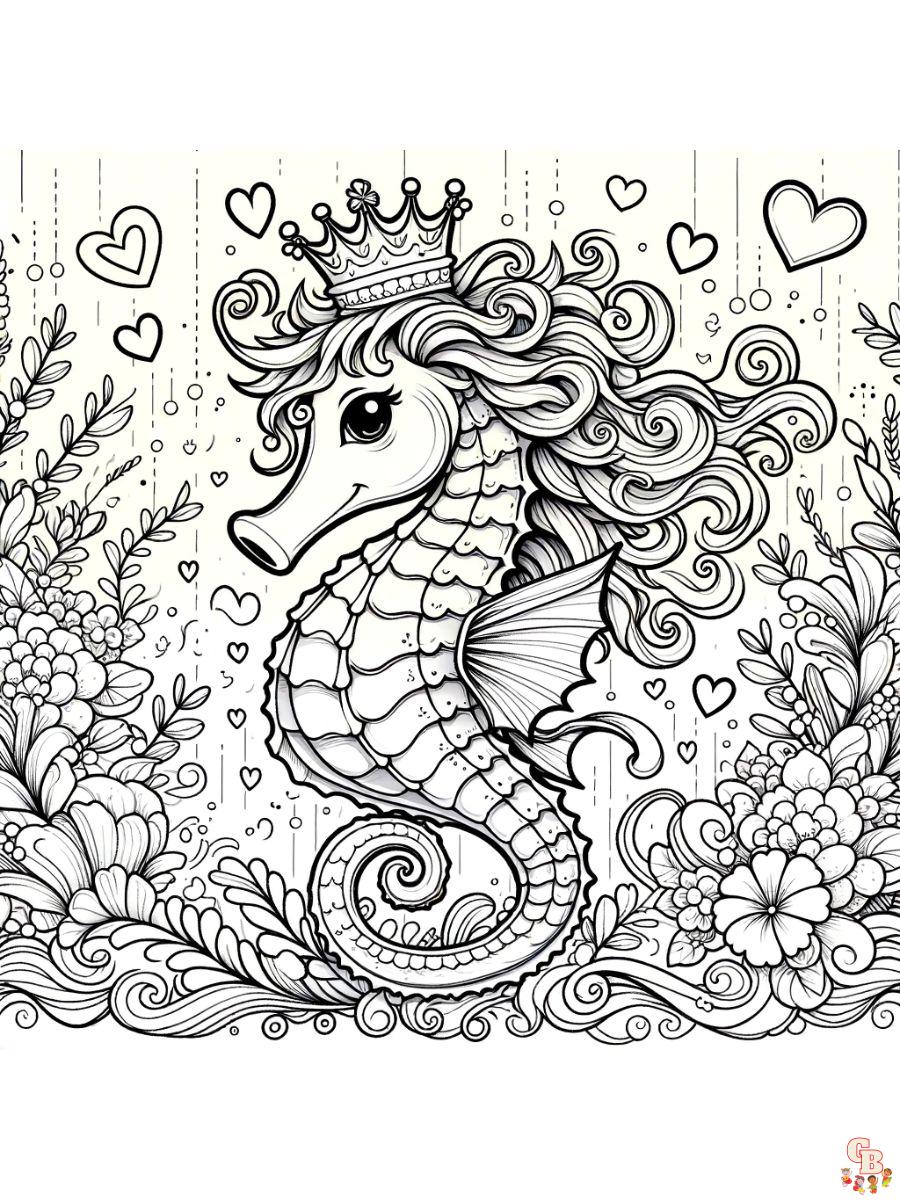 Fairytail Seahorse Coloring Pages for kids