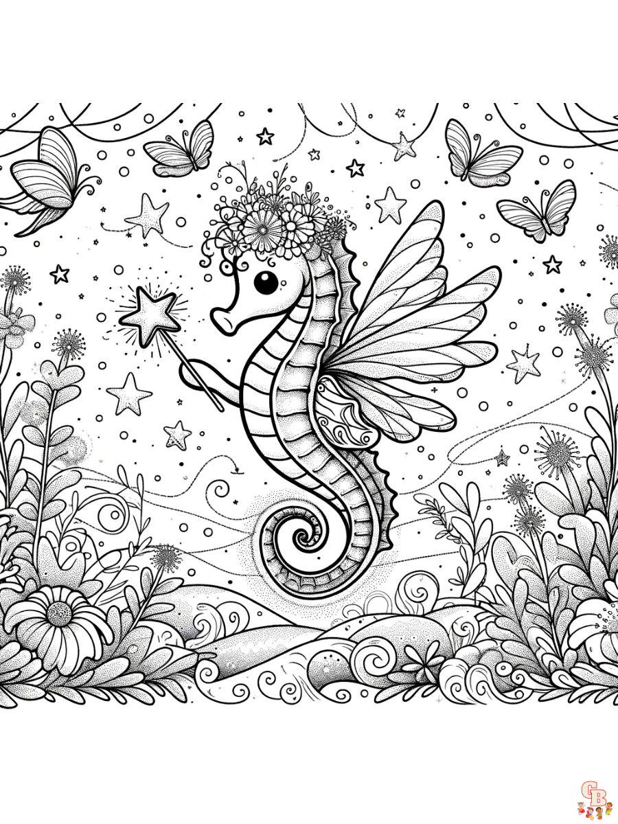 Fairytail Seahorse Coloring Pages free