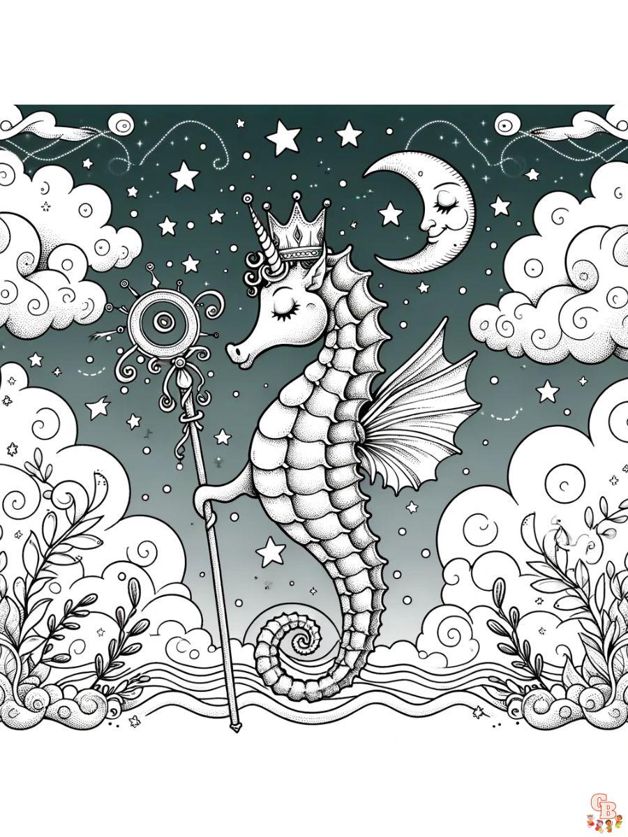 Fairytail Seahorse Coloring Pages printable