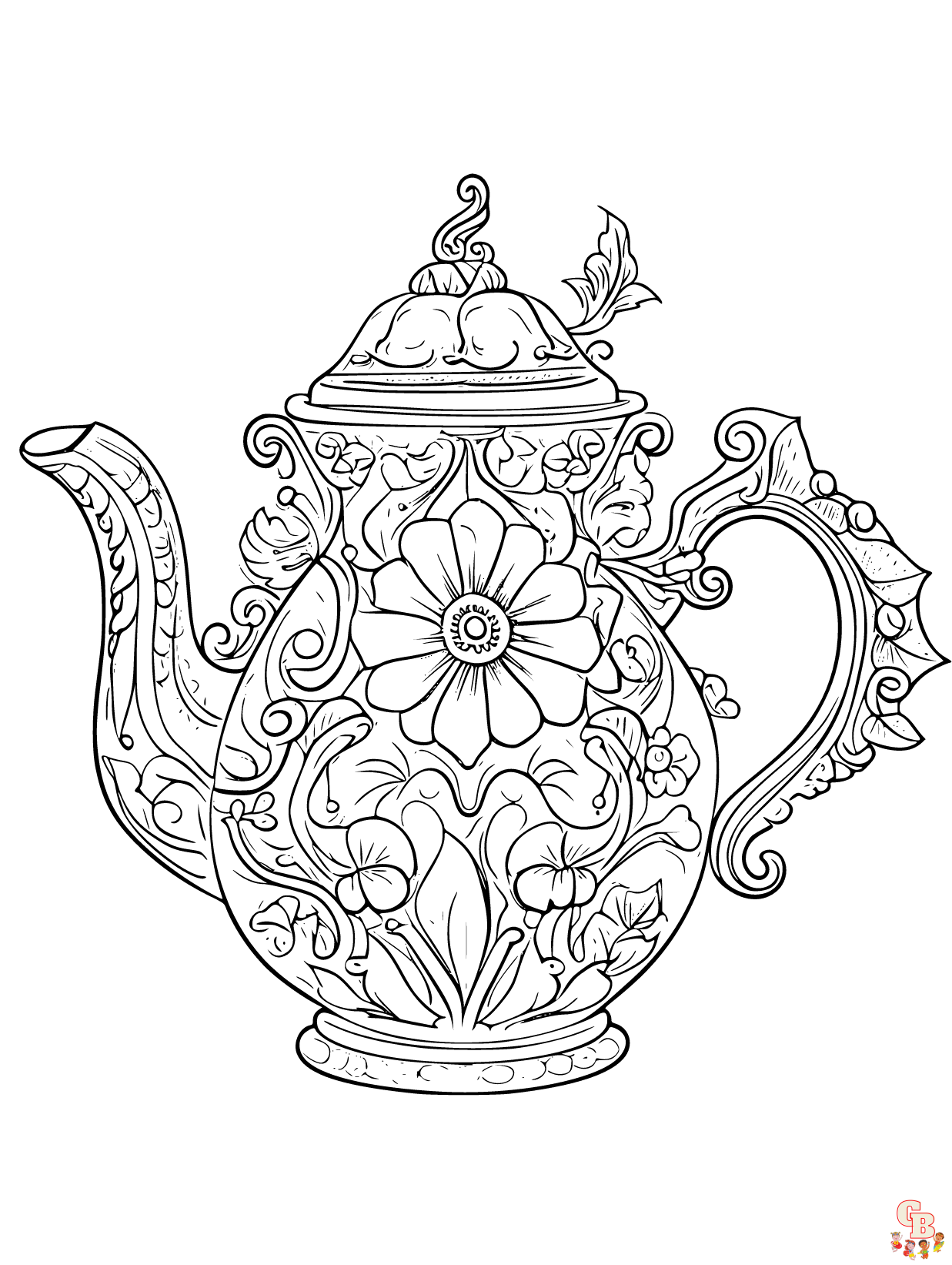 Free Teapot coloring pages for kids