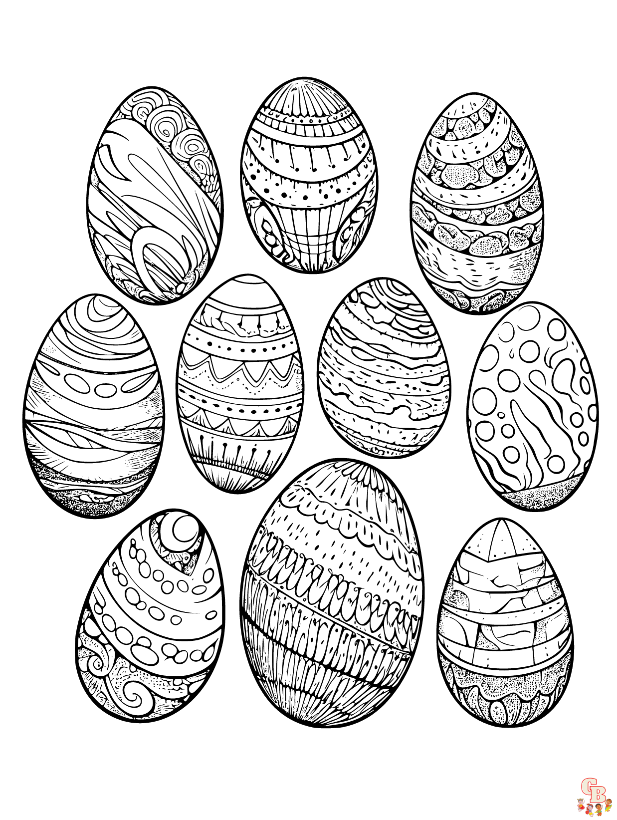 Free eggs coloring pages for kids